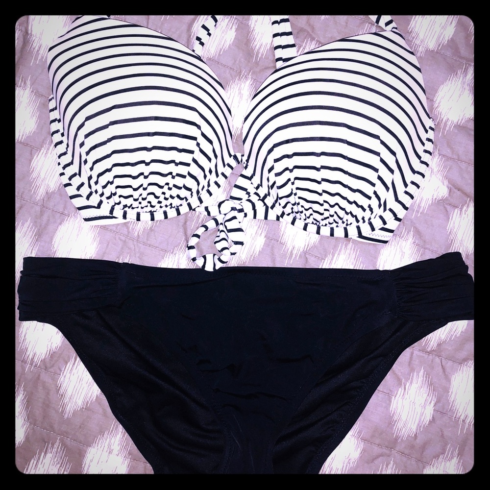 Sold! Black and white stripe VS bikini set